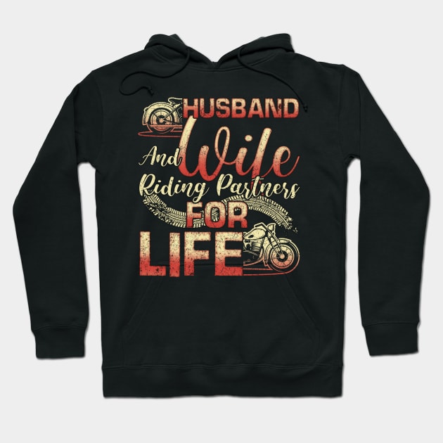 Husband & Wife Riding Partners For Life Motorcycle lover Hoodie by Albatross